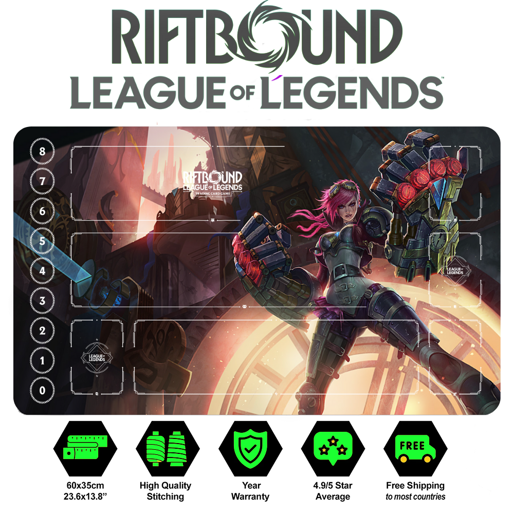 Riftbound Vi Playmat: League of Legends Trading Card Game (24" x 14")