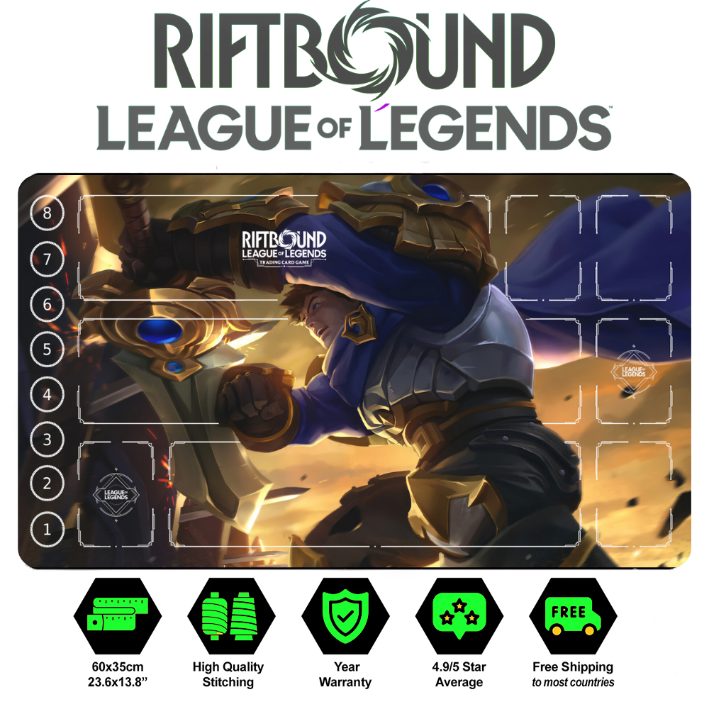 Garen Riftbound Trading Card Game Mat - Garen Comic 1 Stitched Edges