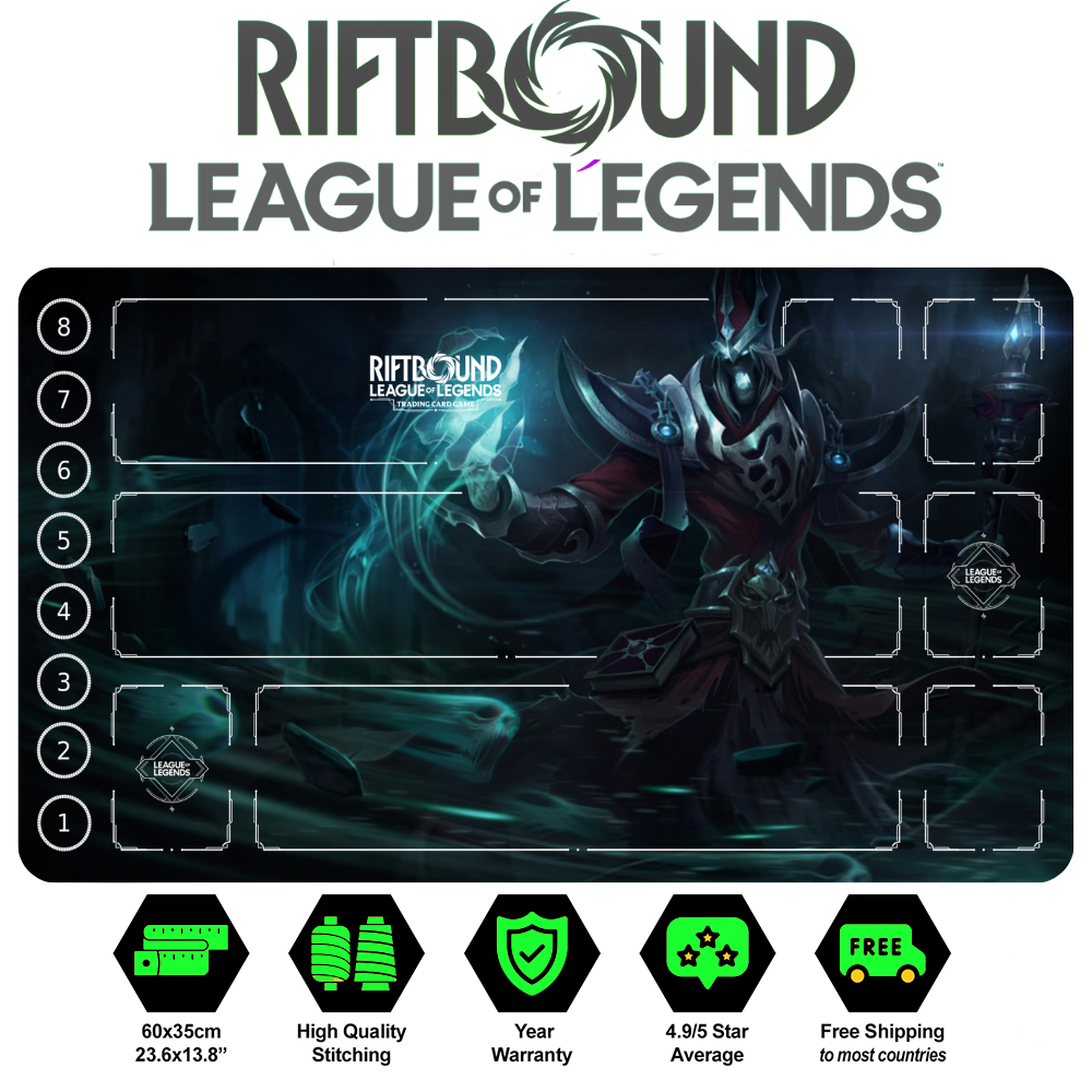 Karthus Comic Riftbound Playmat - Stitched Edges 24 x 14 inches