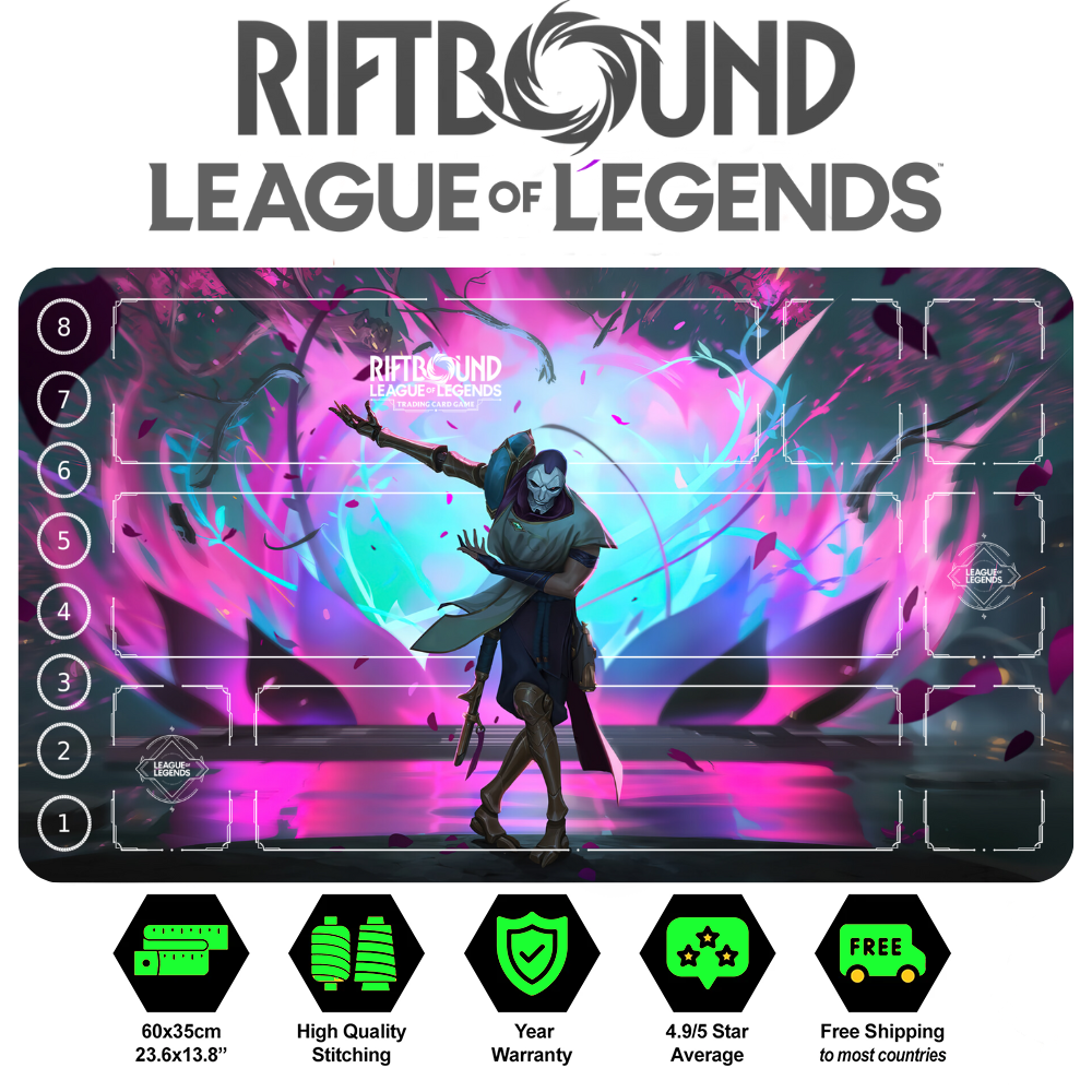 Jhin Riftbound Trading Card Game Playmat - Stitched Edges