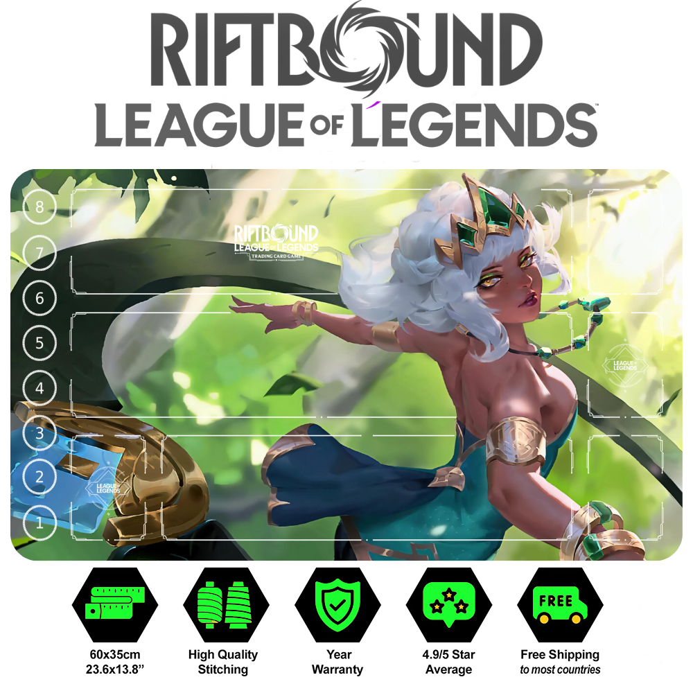 Qiyana Stitched Edges: Riftbound Trading Card Game Mat