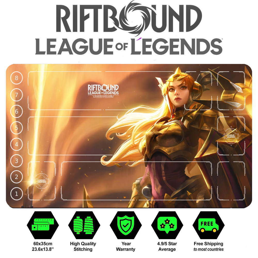 Riftbound Leona Playmat: League of Legends Trading Card Game (24" x 14"))