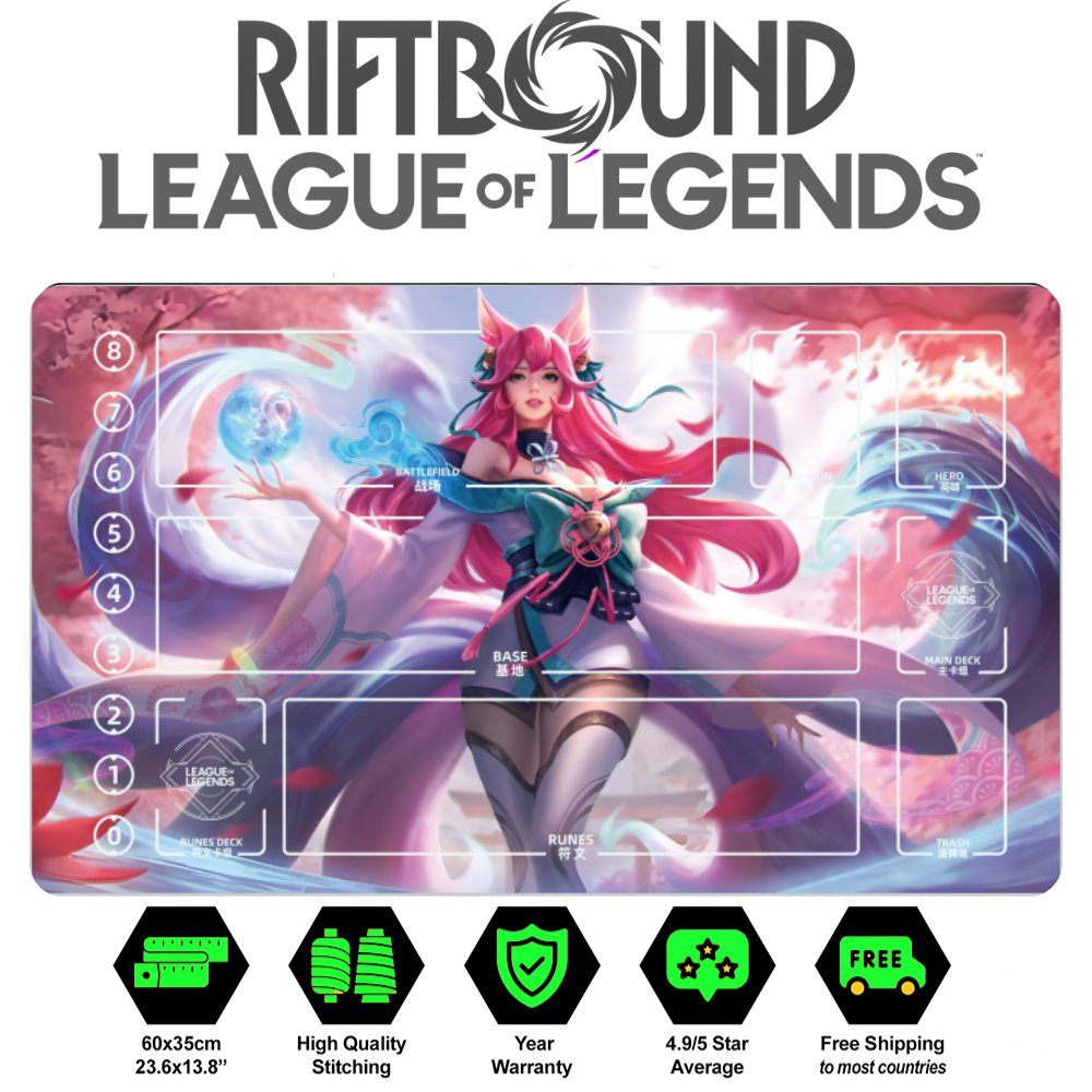 Spirit Blossom Ahri Playmat – Riftbound TCG Champion Mat | LEAGUE OF LEGENDS