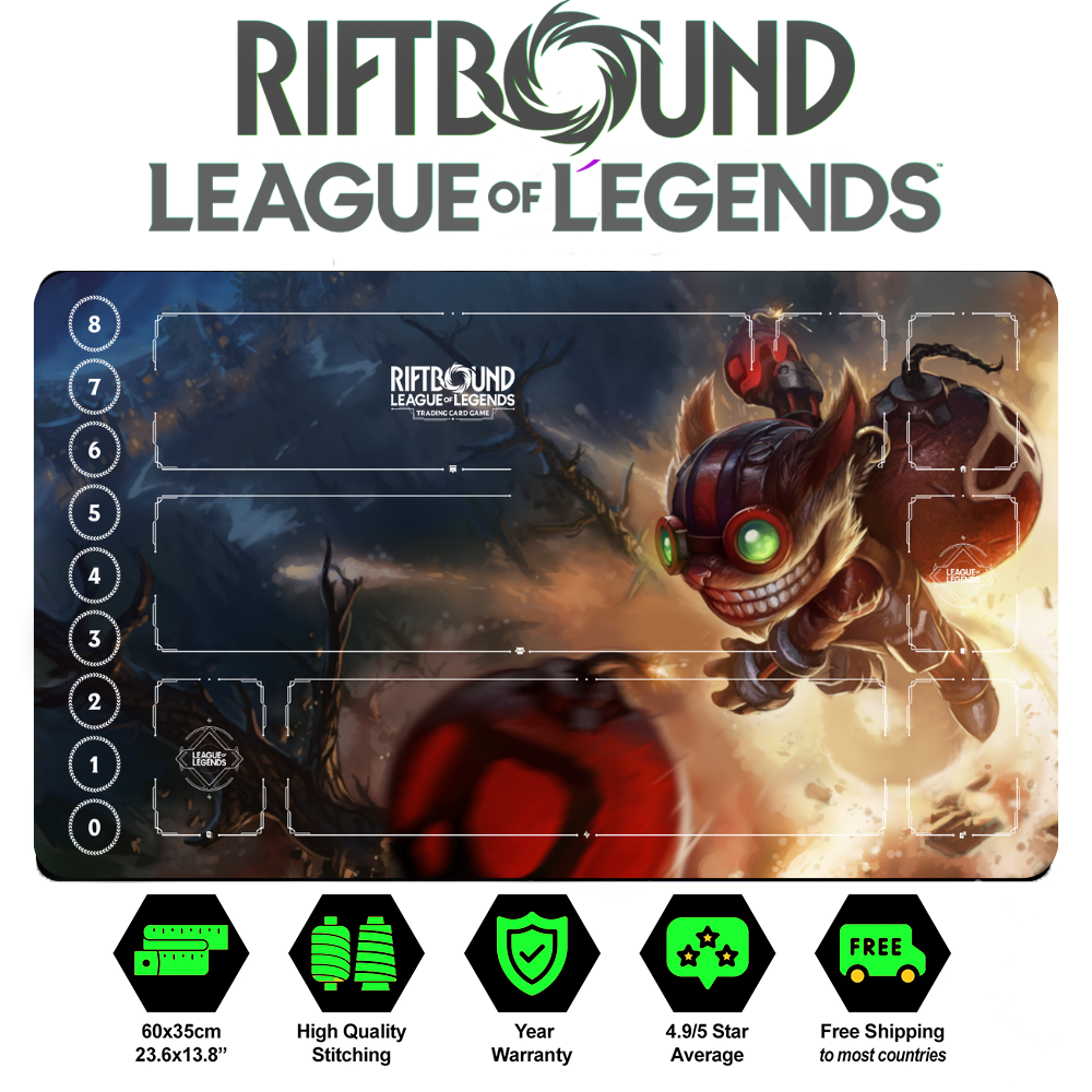 Riftbound Ziggs Playmat: League of Legends Trading Card Game (24" x 14")