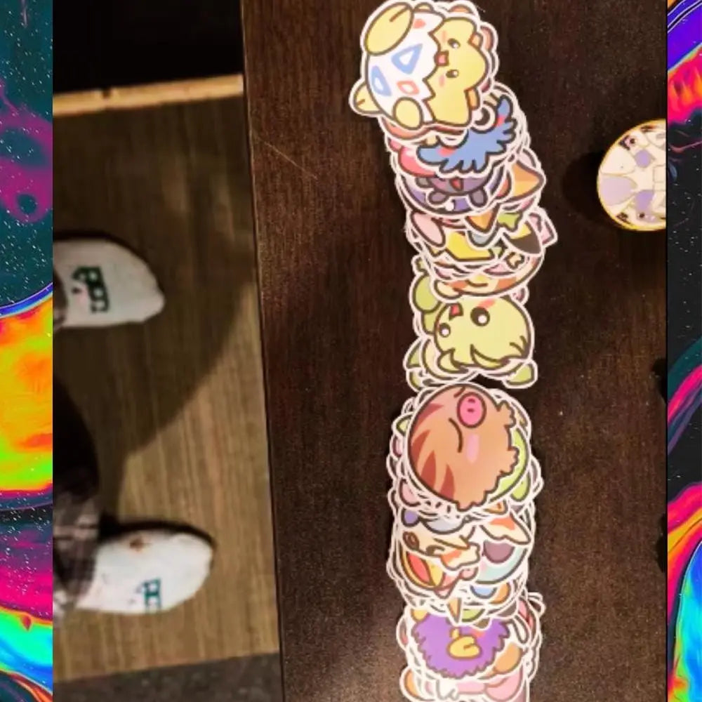 Cute Pikachu And Friends Stickers Collection PVC Waterproof Matte Finish | 50+ Stickers Effenfine