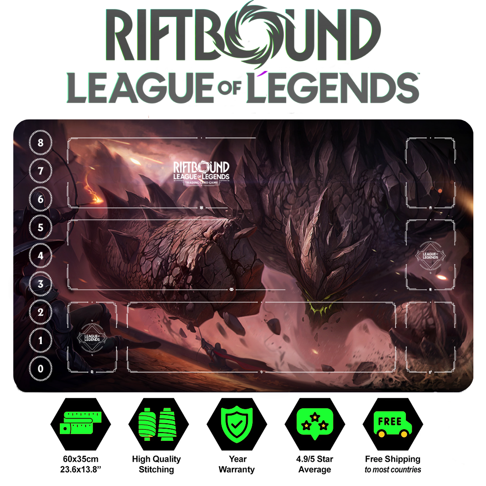 Riftbound Malphite Playmat: League of Legends Trading Card Game (24" x 14")