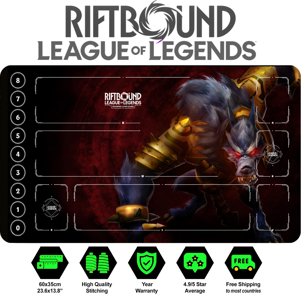 Riftbound Warwick Playmat: League of Legends Trading Card Game (24" x 14")