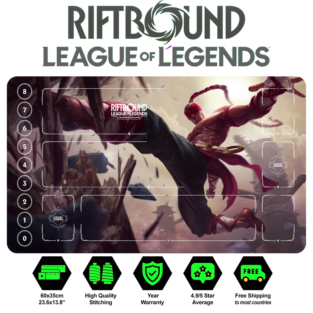 Riftbound Lee Sin Playmat: League of Legends Trading Card Game (24" x 14")