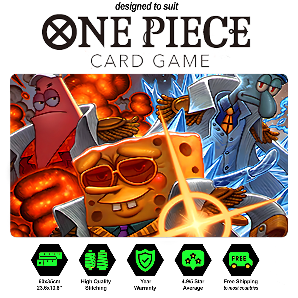 One Piece Playmat SpongeBob Admirals Comic 2 TCG Playmat Custom Mat | Stitched Edges