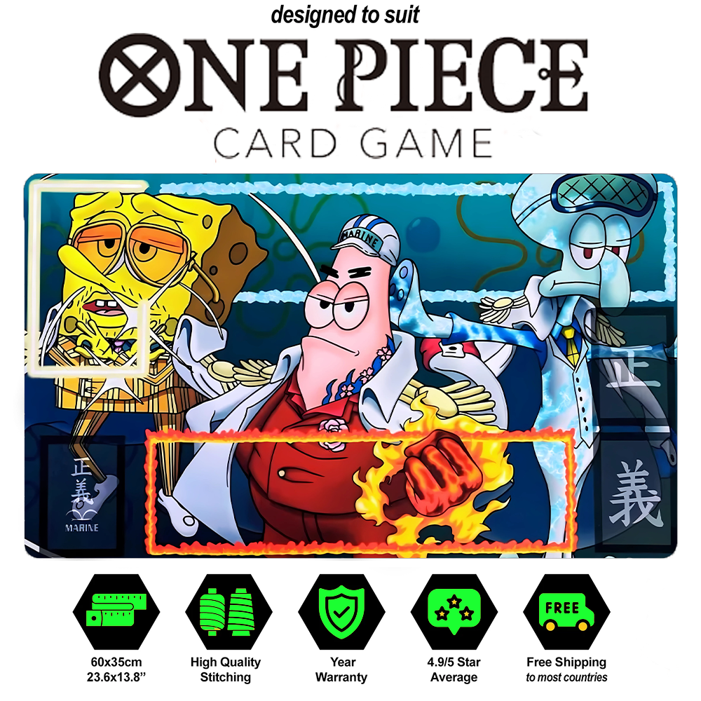 One Piece x SpongeBob Admirals Playmat – Custom TCG Mat | Special Edition
