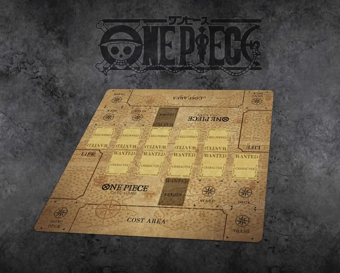 Retro Map One Piece Playmat With Zones TCG Card Game Double-Player Play Mat Effenfine