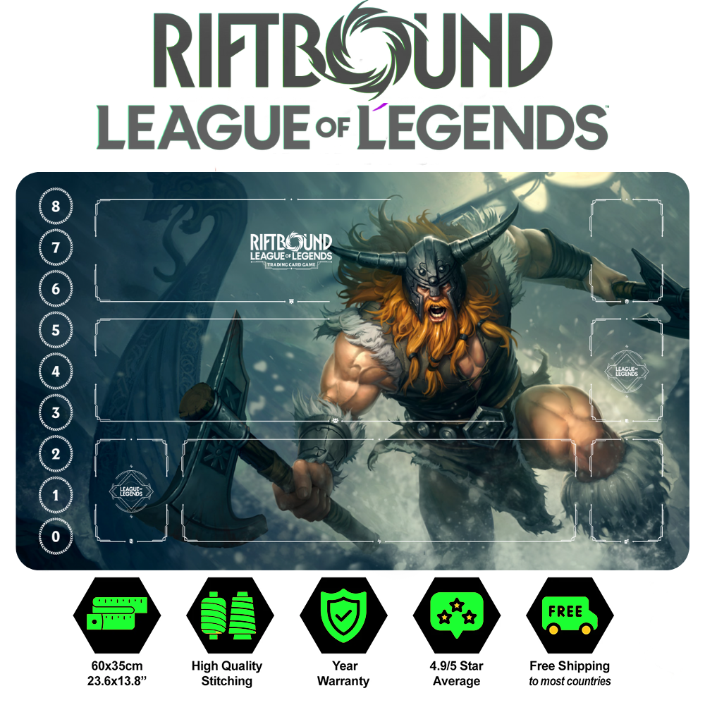 Riftbound Olaf Playmat: League of Legends Trading Card Game (24" x 14")