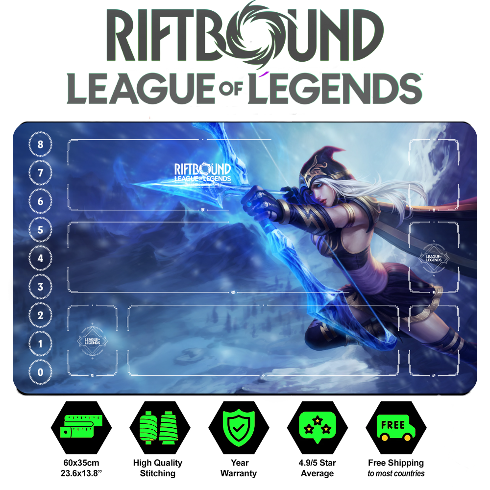 Riftbound Ashe Playmat: League of Legends Trading Card Game (24" x 14")