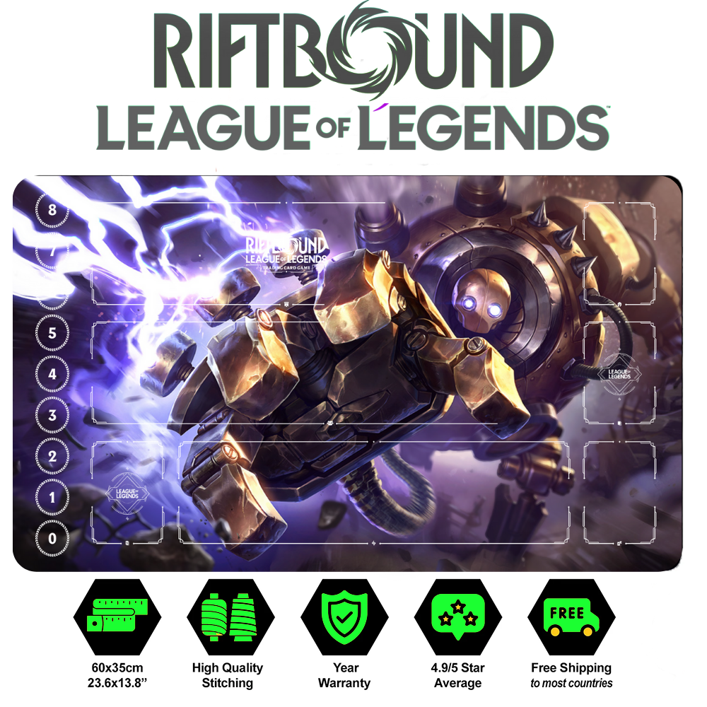 Riftbound Blitzcrank Playmat: League of Legends Trading Card Game (24" x 14")