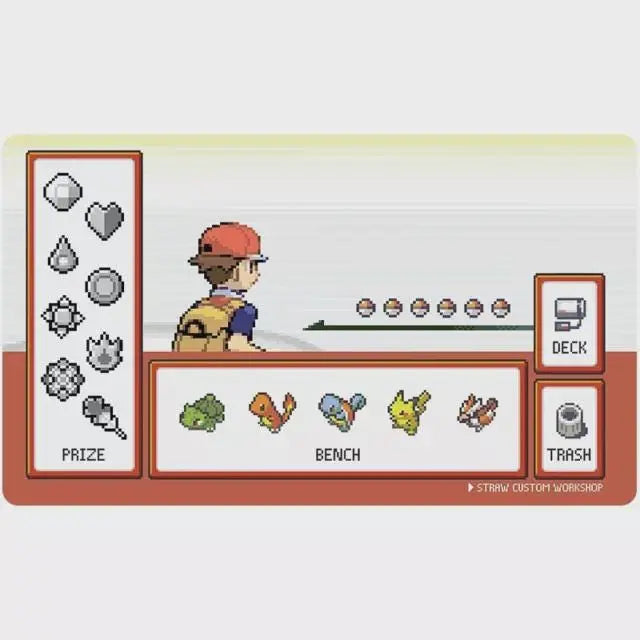 Fire Red Playmat Pixel Graph Series 5 Playmat PTCG Trading Card Mat Playmat Effenfine