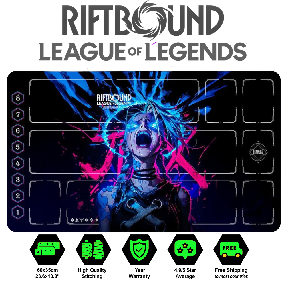 Jinx Arcane Comic Playmat – Riftbound TCG Champion Mat | LEEAGUE OF LEGENDS