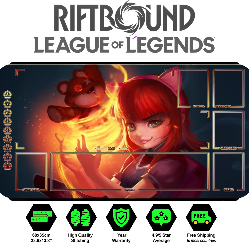 Annie Comic Riftbound Playmat - Stitched Edge Trading Card Game