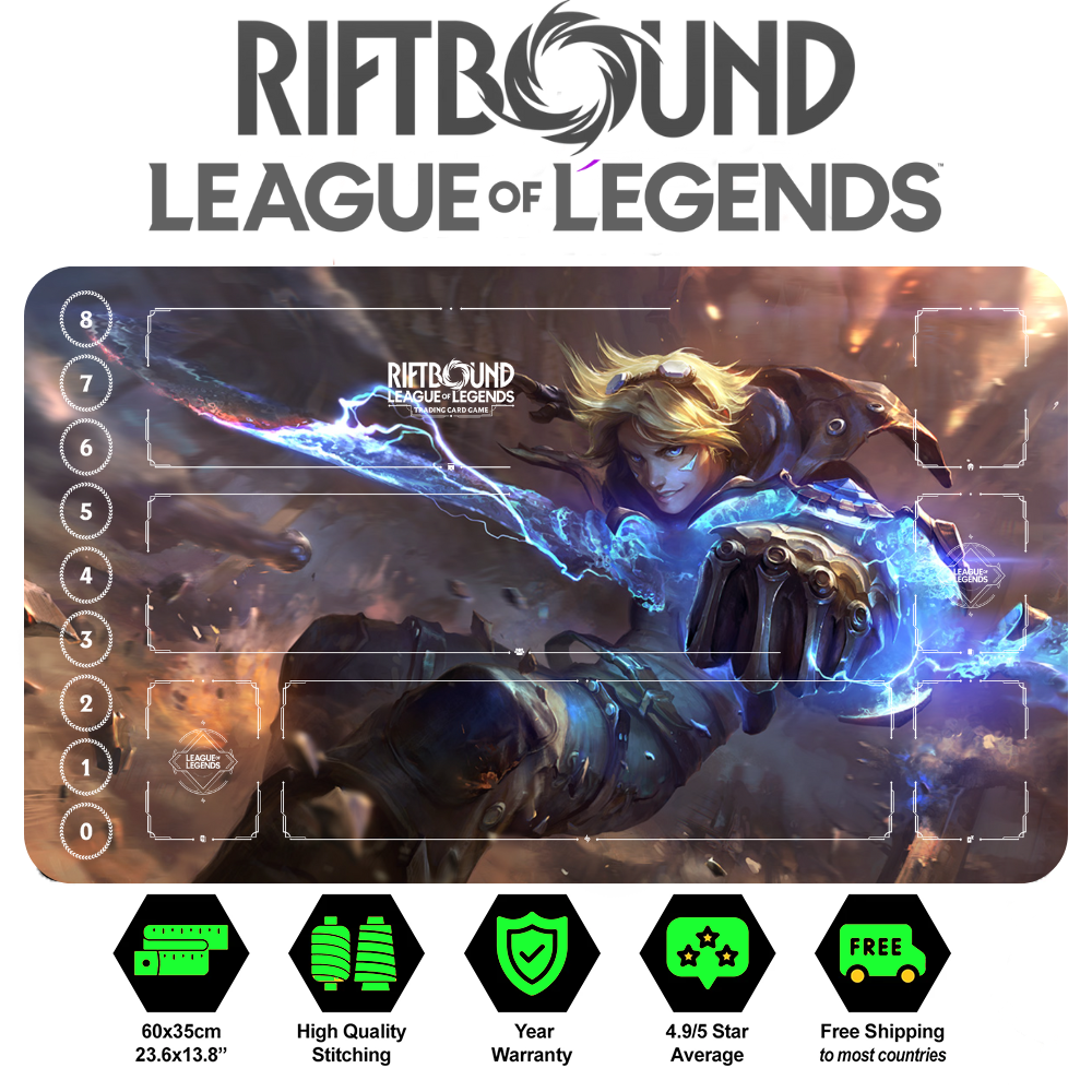 Riftbound Ezreal Playmat: League of Legends Trading Card Game (24" x 14")