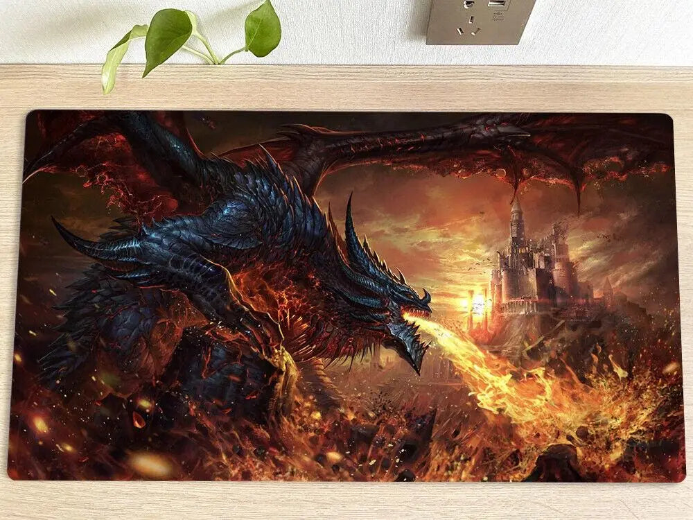 MTG Fire Dragon Table Playmat TCG CCG Trading Card Game Mat Mouse Pad Effenfine